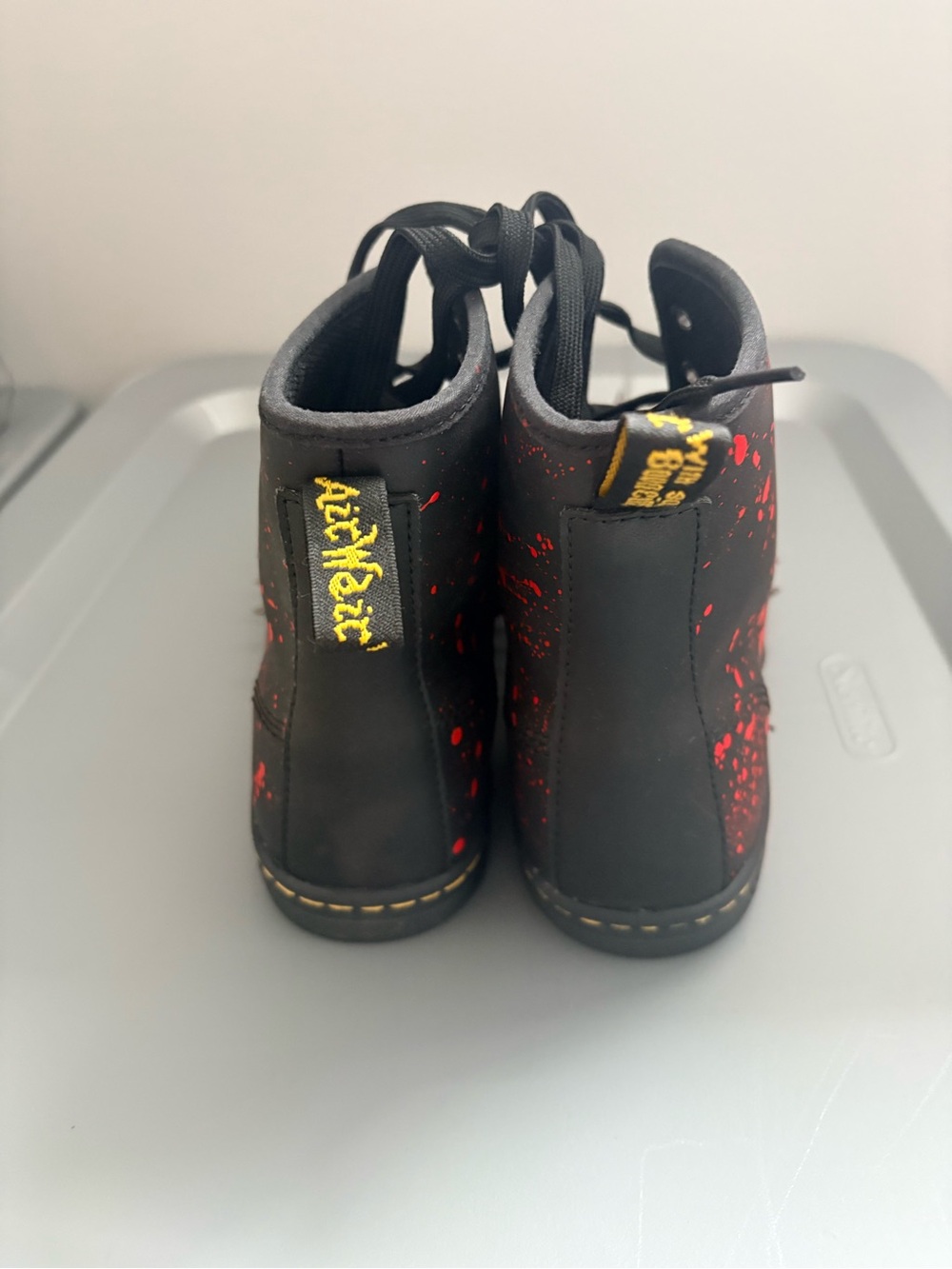 Custom Dr. Martens with Red Paint-Splatter and Spikes - Picture 2 of 10